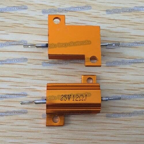 50pcs/lot 25W Golden Aluminium Resistor 12R 12 ohm Gold Aluminium Shell Resistance