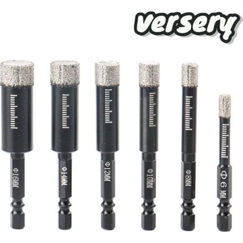 Free Shipping 6-16mm Hex handle Vaccum Brazed Diamond Dry Drill Bits Hole Saw Cutter for Granite Marble Ceramic Tile Glass Stone