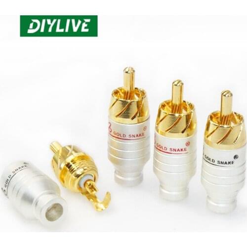 DIYLIVE Lotus Audio Video Welding Plug Pure Copper Gold plated RCA Audio Head Lotus Plug AV Audio Cable Plug