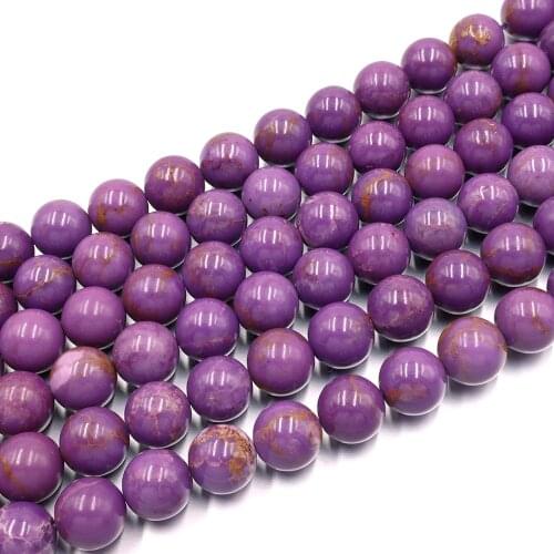 Natural phosphosiderite Round Loose Bead stone purple perles bracelet needlework not treatment For Jewelry Making DIY design
