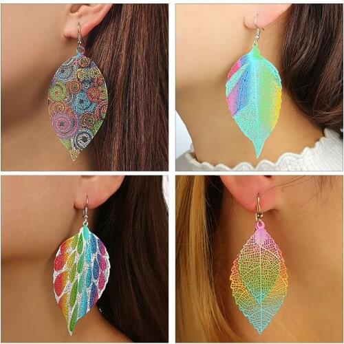BRAVEKISS Trendy leaves Shape Drop Earring For Women Vintage Leaf Drop Korean Boho Hollowed-out Fashion Jewelry 2020 New BPE1515