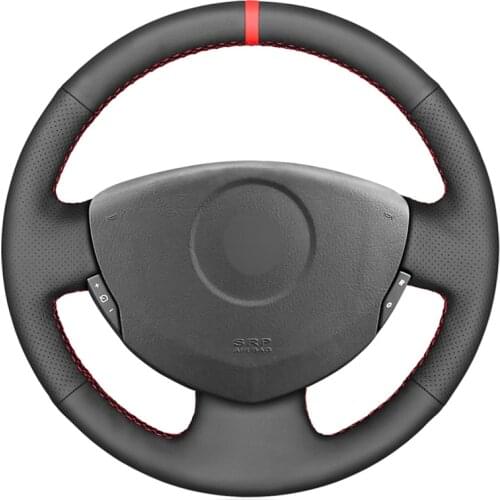 Black PU Faux Leather Car Steering Wheel Cover for Renault Logan 1 Sandero Symbol Clio Twingo Lada Largus Nissan Almera G15