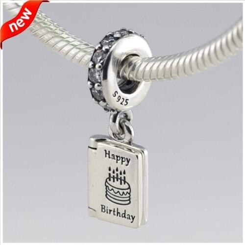 CKK 925 Sterling Silver Jewelry Happy Birthday Wishes Original Charms Beads Fits Bracelets For Jewelry Making