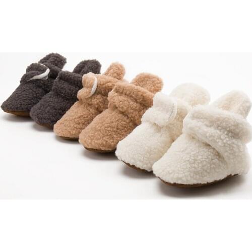 Baby Socks Winter Baby Boy Girl Booties Fluff Soft Toddler Shoes First Walkers Anti-slip Warm Newborn Infant Crib Shoes Moccasin