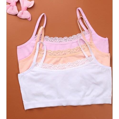 Childrens tube top development period lace side solid color bra underwear vest breathable half body wrapped chest cotton