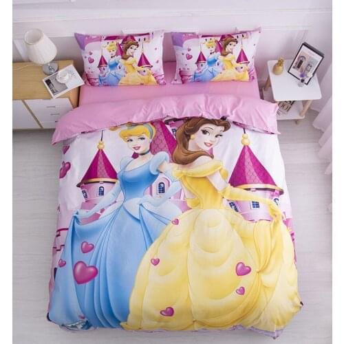 Disney Snow White Bedding Set 3D Cartoon Duvet Cover with Pillowcases Bed Linings Baby Kids Children Girls Birthday Gifts Decor