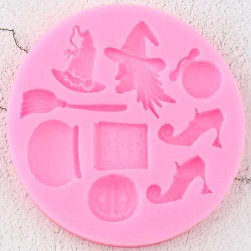 Halloween Broom Pumpkin Frog Witch Silicone Molds Cupcake Topper Fondant Cake Decorating Tools Candy Chocolate Gumpaste Moulds