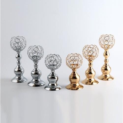 1Piece Rhinestone Crystal Candlestick Wedding Ceremony Dinner Table Desktop Decoration Props