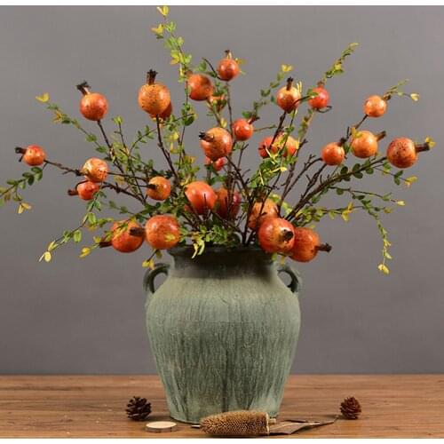 74cm 4 Heads Artificial Fruits Fake Fruit Glass Berries Pomegranate Red Bouquet Stamen Christmas Decorative Double Heads