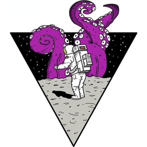 Jpth 13cm x 11.2cm for astronaut tentacle monster cartoon windshield, car sticker, surfboard waterproof RV decoration JP