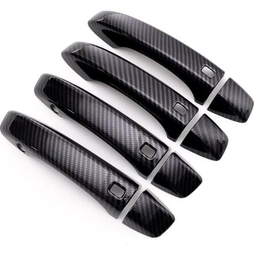 Carbon Fiber Printed Car Exterior Door Handle Cover Bowl Sticker Moulding Trim for Audi Q7 2016 2017 2018 2019 Styling