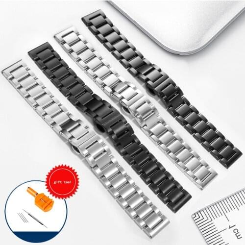 Matte Glossy Stainless Steel Strap For Seiko Citizen Mens Watch Chain Black Silver 18 20 21 22 23 24mm Give Tool