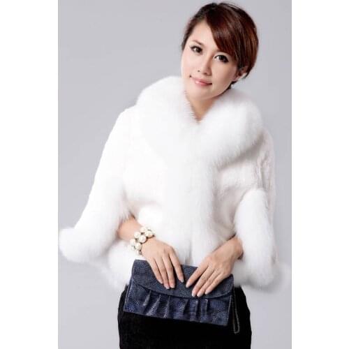 Hair Cape Jacket Fur Faux Fur Coat Mink 2020 Black White Fur Overcoat Imitation Rabbit Fur Faux Fox Collar XXXL FF040
