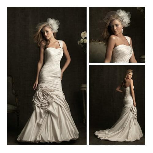 Sweetheart Taffeta Handmade Flower Bridal gowns One Shoulder Pleat Ruffle for 2018 mother of the bride dresses