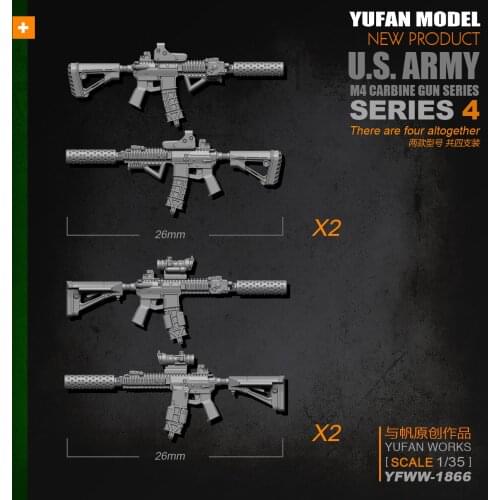Yufan Model Original 1/35m4 Rifle-4 Model Resin Soldier Accessories Length 2-3CM Yfww-1866