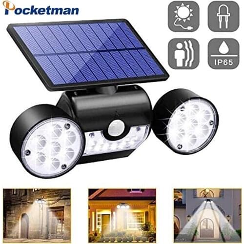 2021 NEW Solar Lights Solar Powered Wall Lights with Dual Head Spotlights Rotatable Solar Motion Security Night for Yard Garden
