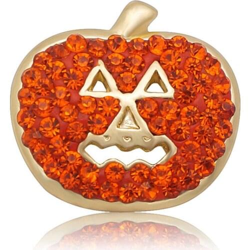 New Trendy Manual Halloween Rhinestone Pumpkin 20MM snap buttons fit DIY snap Bangle snap jewelry KZ2152