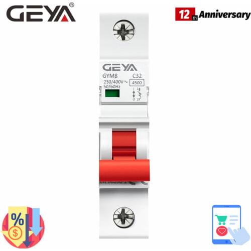 GEYA Single Phase MCB 220V 400V Mini Circuit Breaker C Type with CE CB SEMKO Certificate 4.5KA AC Switch