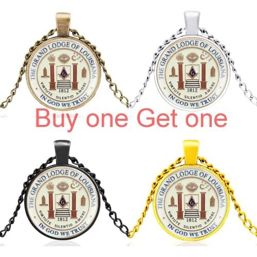 Free and Accepted Masons the Grand Lodge of Louisiana in God We Trust Glass Dome Pendant Necklace Men Women Jewelry Gifts
