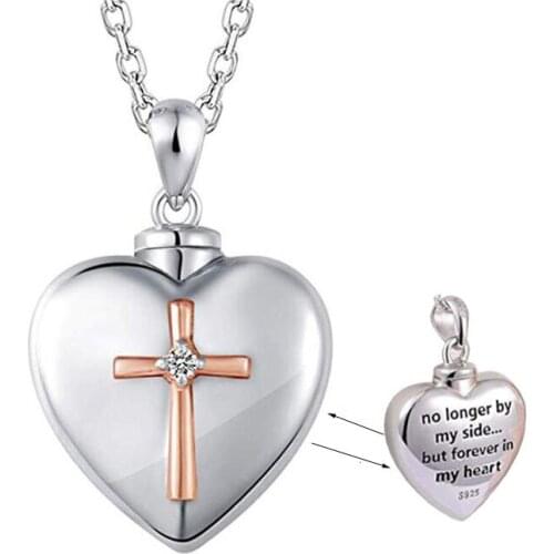 Cross Heart Cremation Pendant Keepsake Urn Necklace for Ashes Jewelry Gifts