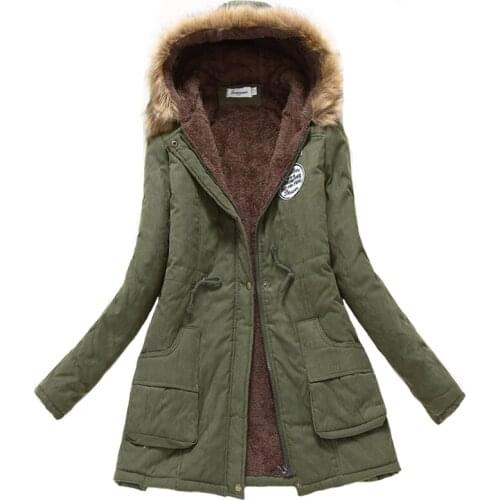 Pop winter jacket women wadded jacket female outerwear slim winter hooded coat long cotton padded fur collar parkas plus size