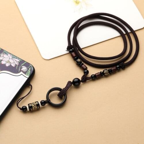 Phone Straps Landyard for Keys Natural Agate Ring Buckle Six-character Mantra Long Mobile Phone Pendant Wholesale