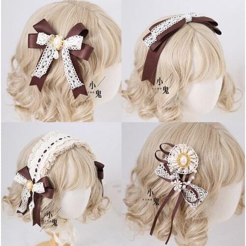 Sweet Little Things Japanese Girl Lace Bow Hair Band Lolita KC Headband Hairpin Cosplay Tiramisu Doll Master Coffee Headdress