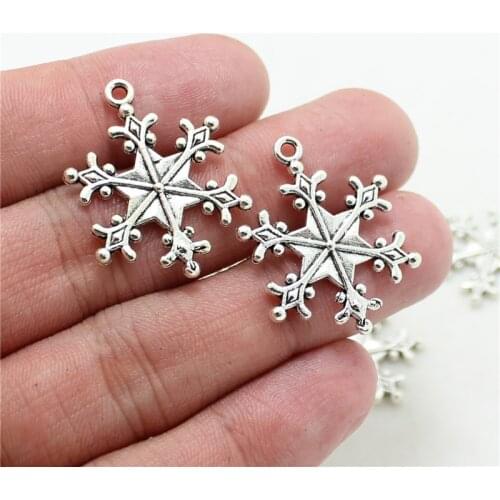 Sweet Bell 30pcs 22*28mm Antique Tone Sweet Snowflake Charm Pendant Jewelry DIY Jewelry Findings 2A95