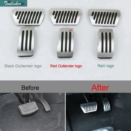 Tonlinker Interior Modified Gas/brake pedal Cover stickers for Mitsubishi Outlander AT 2016-18 Car Styling 2 Pcs Aluminum Covers