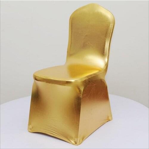 High Quality Chair Covers 10 PCS Gold New Spandex Lycra Chair Covers Cover for Wedding Party Hotels Decorations DHL Free