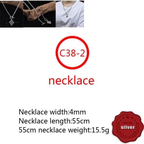C38-2 S925 Sterling Silver Necklace Personality Fashion Punk Style Sweater Chain Cross Flower With Chain A Gift For Friends