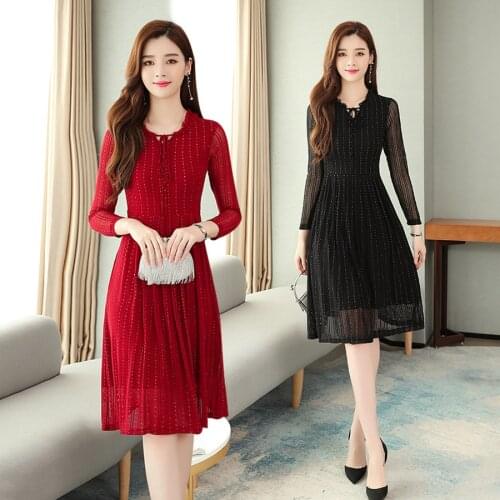 2021 Vintage Black Mesh Sexy Midi Dress Autumn Winter 5XL Plus Size Solid Long Sleeve Dress Elegant Women Bodycon Party Vestidos