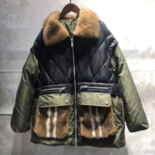Winter Women Coat 2021 New Duck Down Jacket Short Casual Natural Real Mink Fur Plus Size Clothes Female Thick Warm Fn0044