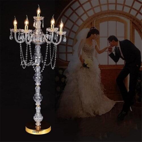 Gold Crystal Candle Holder Wedding Decoration Table Centerpieces Candelabra Birthday Party Flower Vase Holder Home Decor