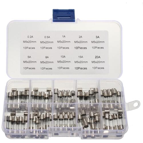 100 pcs/set 5x20mm Quick Blow Glass Tube Fuse No-plumbum High Quality Fast Blowing Glass Tube Fuses