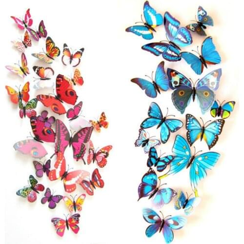 12pcs/lot Colorful Butterfly Fridge Magnets 3D Butterfly Design Art Stickers Room Magnetic Home Decor DIY Wall Decoration