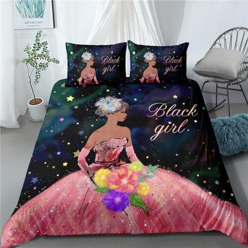 2/3 Pcs Black Girls Duvet Cover Set King Queen Single Double Bedding Sets Boys Girls Bed Set Beautiful Girl Comforter Covers