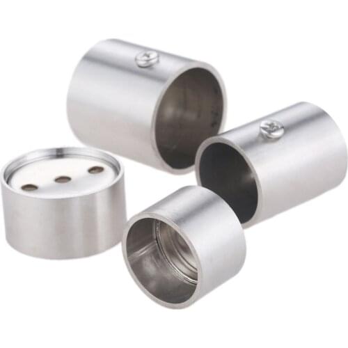 2PCS 25/32mm Stainless Steel Pipe Bracket Dia Tube support Flange Seat for Wardrobe Hanging Rail Rod Pole Socket End Holder
