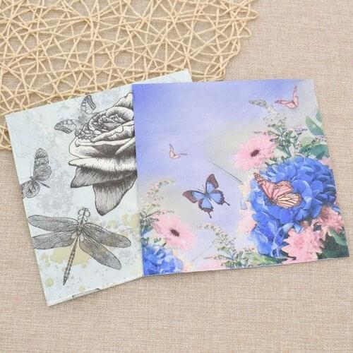 20 pcs /pack paper towel napkin Face Tissue Makeup Paper Household Hygiene Paper Butterfly Flower Paper Napkins