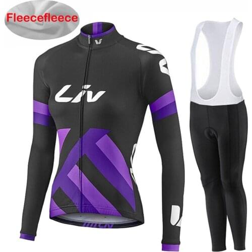 2020 Womens Winter Thermal Fleece Cycling Jerseys High Quality Long Sleeve Team Cycling Wear Tracksuits Sportswear Bib Pants