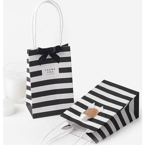 30 Set Gift Bag Packaging Kraft Paper Bags With Handles Ribbon Birthday Wedding Party Favors Candy Cookie Paper Bags For Gifts