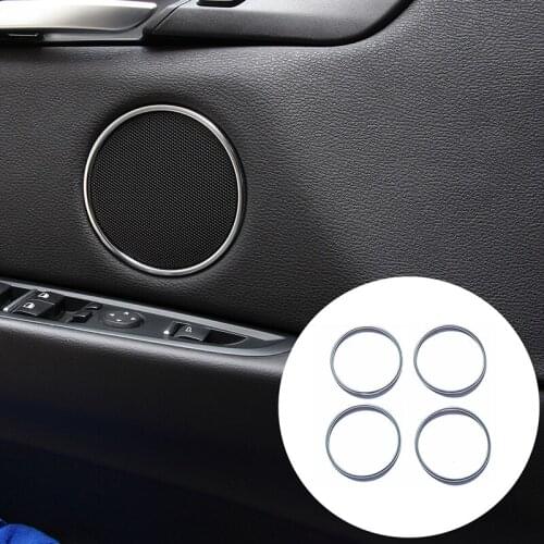 ABS Car Styling for BMW X5 X6 2014-2018 Car Inner Door Horn Ring Silver Car Interior Accessories 4 Pcs