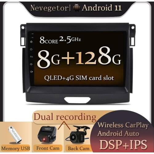 Adroid 11 DVD DSP Car Radio Stereo WIFI GPS Navigation Multimedia Player head unit For Ford Ranger 2015-2019