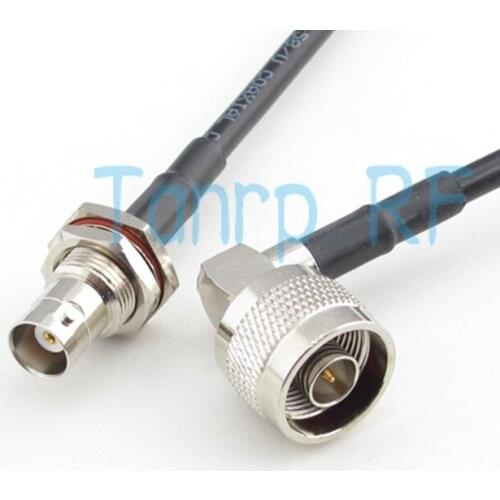 Freeshipping! RG58 N male plug Right angle to BNC female jack nut bulkhead 20INCH RF Pigtail coax jumper cable 50CM wholesale
