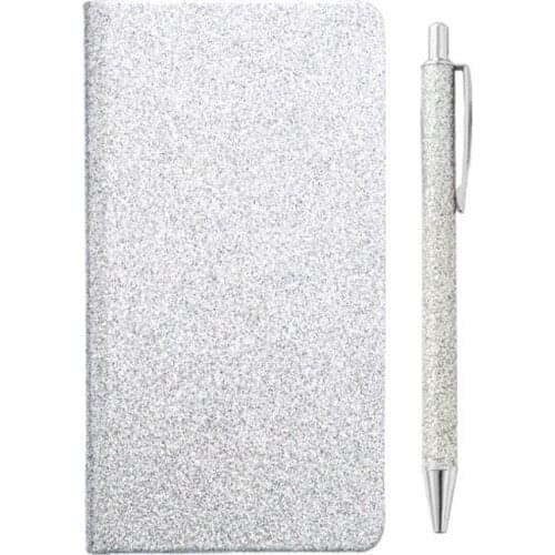 Glitter Powder A6 Notebook with Pen Set Thick Classic Premium Paper Diary Journal 96 Pages Soft Writing Notebook for Women