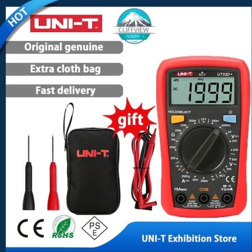 UNI-T UT33D+ Mini Digital Multimeter 600V NCV Palm Size Manual Range AC DC Voltmeter Ammeter Resistance Capatitance Tester