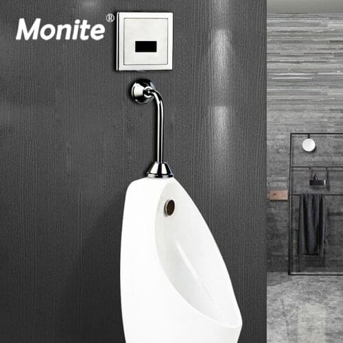 Monite Solid Brass Sensor Urinal Bathroom Accessorie Toilet Automatic Flush Valve Wall Mounted Sensor Urinal Touch Faucet Urinal