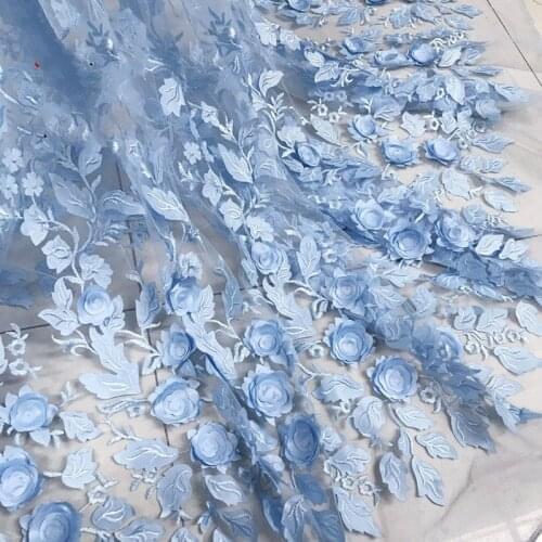 GLace 3M/lot 3colour african lace 3D embroidery flower mesh fabric for dress performance cloth accessories TX1244