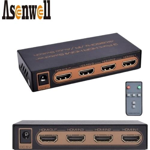 HDMI-compatible Switcher Hub 3 In 1 Out 4K@60Hz UHD HDR 3 Port 4K Remote IR Control 18Gbps 1080P 3D HDCP2.2 HDMI Video Selector