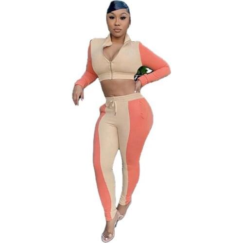 Cotton Two Piece Joggers Set Women Crop Top Tracksuit Set 2 Piece Fitness Set Women Fall Two Pieces Jogging Suits